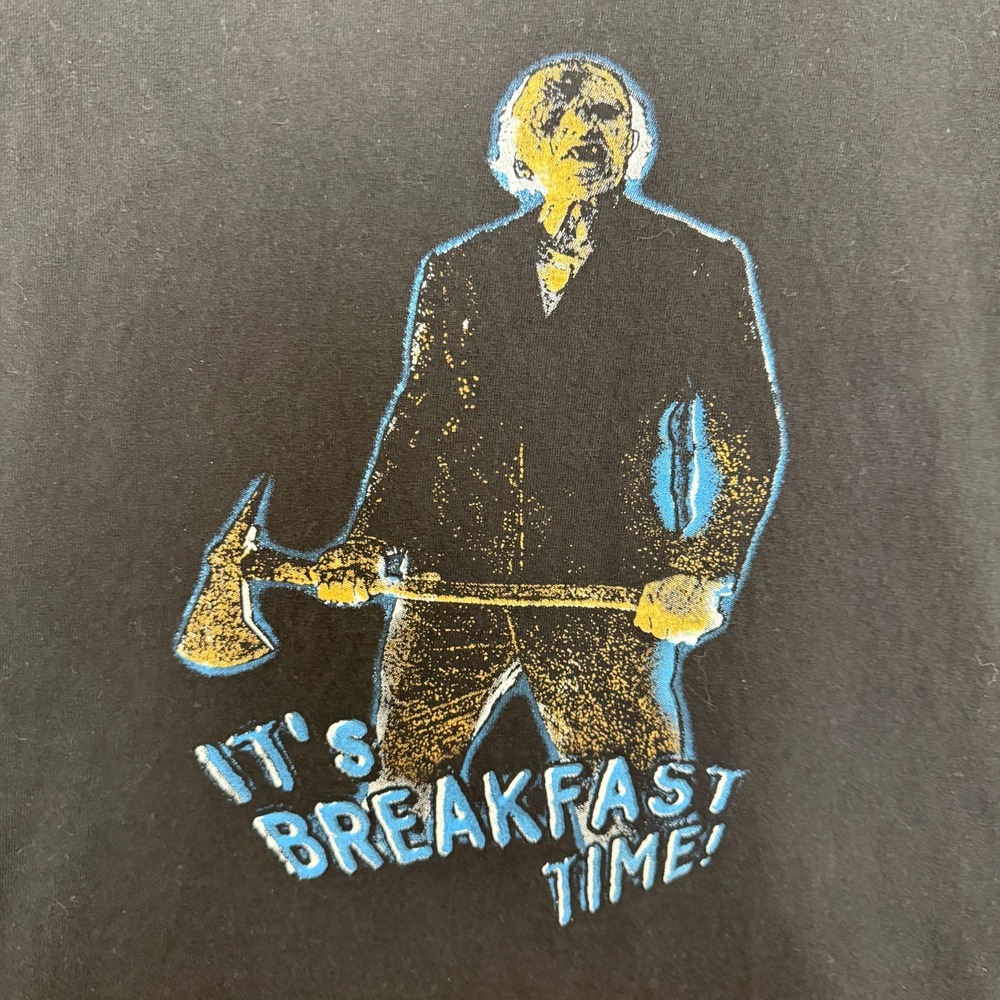 It's Breakfast Time Horror Movie Shirt Mens XL Axe Graphic Tee Y2k 90s ? - Picture 2 of 6